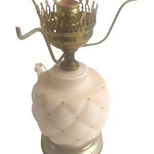 Pink Glass Lamp  Vintage MCM Hurricanes Electric Cottage Decor